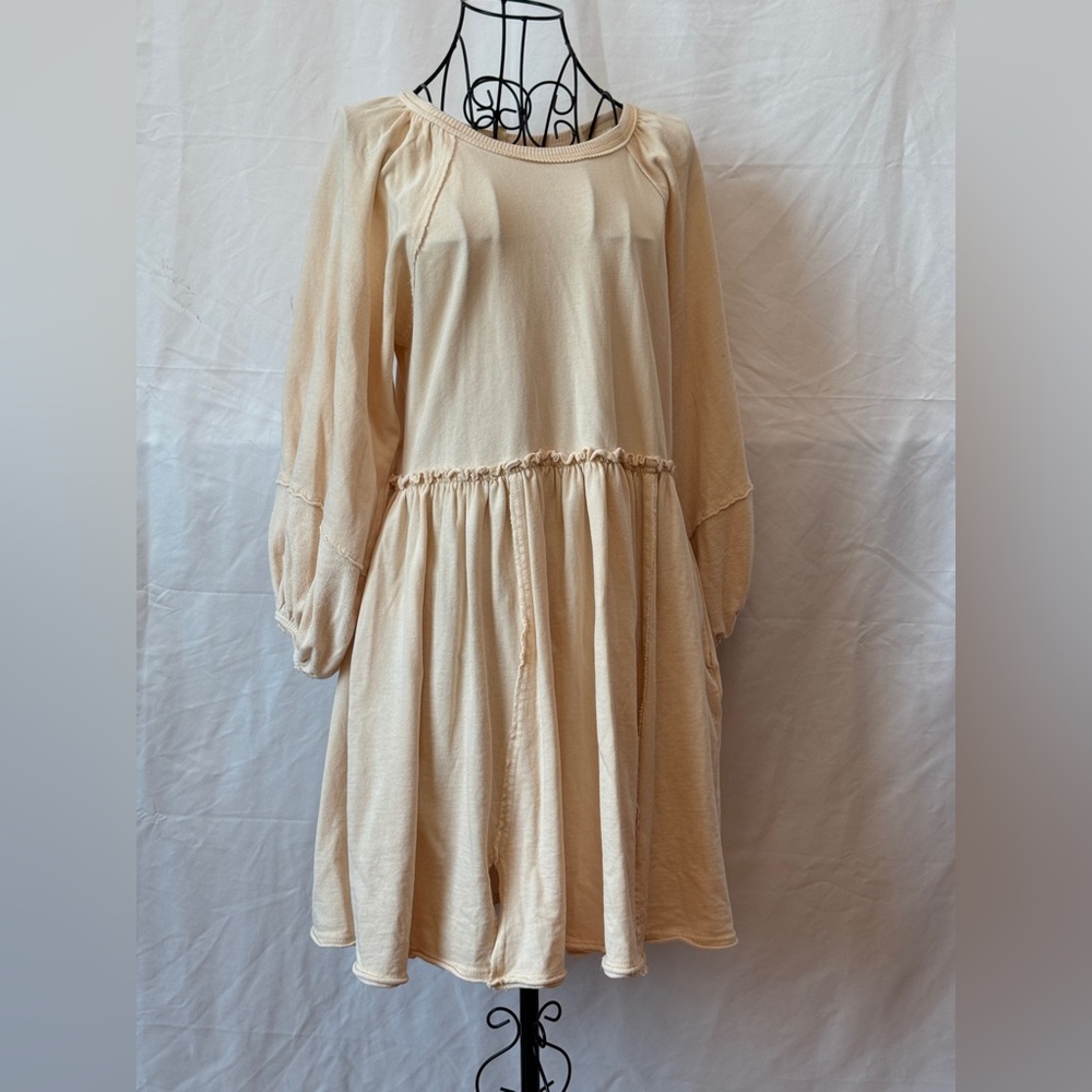 213 - Easel Cream Long Sleeve Dress